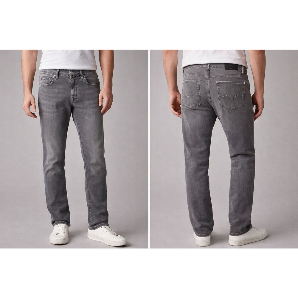 7 For All Mankind Slimmy Jeans 34 Gray Canton Slim Fit Stretch Denim Men's NWT
